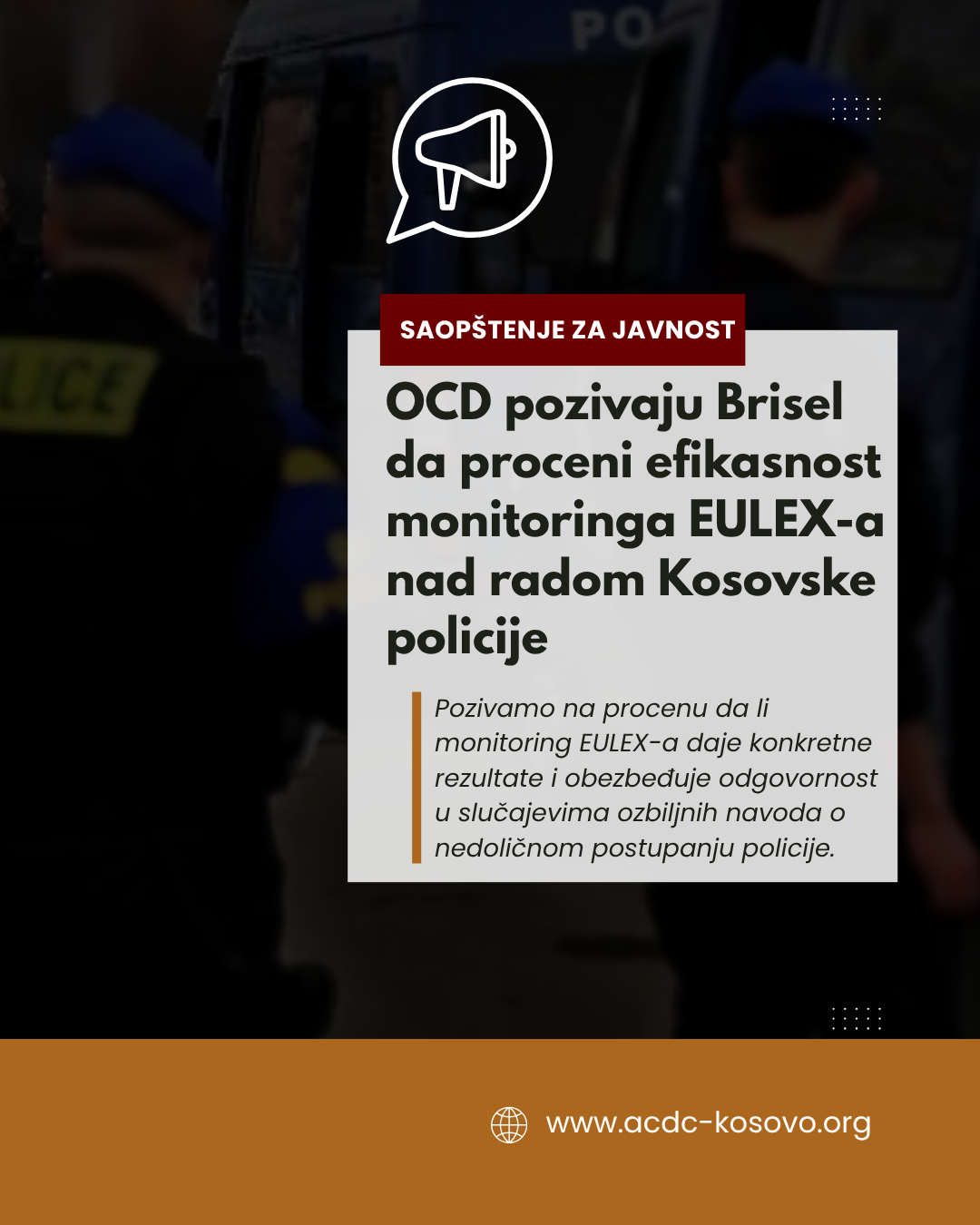 Organizacije civilnog društva traže od Brisela procenu efikasnosti monitoringa EULEX-a nad radom Kosovske policije
