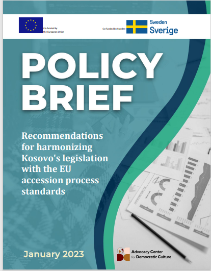 Policy Brief - Recommendations for harmonizing Kosovo's legislation with the EU accession process standards